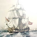 Blas de Lezo entrando en Pasajes remolcando el navío inglés Stanhope. Museo Naval de Madrid